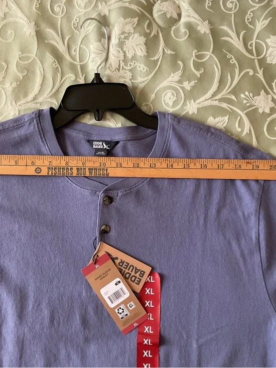 Eddie Bauer Men’s Purple Short-Sleeve Henley Tee - Picture 6 of 10